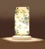 Multicolor Cotton table lamp with White wood base -17