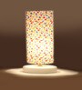 Multicolor Cotton table lamp with White wood base -18