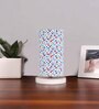 Multicolor Cotton table lamp with White wood base -18