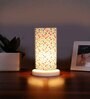 Multicolor Cotton table lamp with White wood base -18