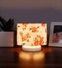 Multicolor Cotton table lamp with White wood base -31