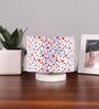 Multicolor Cotton table lamp with White wood base -33