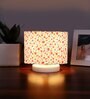 Multicolor Cotton table lamp with White wood base -33