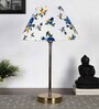 Multicolor Cotton with Metal Gold Table Lamp