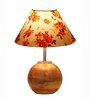 Multicolor Cotton with Natural Wood Table Lamp