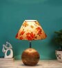 Multicolor Cotton with Natural Wood Table Lamp