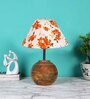 Multicolor Cotton with Natural Wood Table Lamp