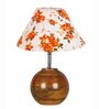 Multicolor Cotton with Natural Wood Table Lamp