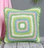Multicolor Cotton Woven 16x16 inches Crochet Handmade Cushion Cover