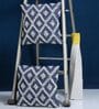 White & Grey Woven Cotton 16 x 16 Inches Cushion Covers (Set of 2)