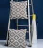 Beige Woven Cotton 16 x 16 Inch Cushion Cover (Set of 2)