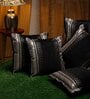 Black Embroidered Velvet 16X16 Inches Cushion Cover (Set of 5)