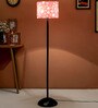 Multicolour Fabric Shade Floor Lamp with Black Base