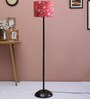 Multicolour Fabric Shade Floor Lamp with Black Base