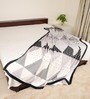 Black & White Woolen Geometric 370 GSM Double Bed Blankets