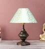 Multicolor Fabric Shade Table Lamp With Copper Base