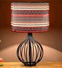 Multicolour Fabric Shade Table Lamp with Black Base
