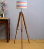 Multicolour Fabric Shade Tripod Floor Lamp with Brown Base