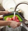 Collapsible Kitchen Colander Over-The-Sink Strainer With Extendable Handles For Versatile Draining