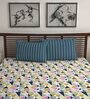 Multicolor Geometric 144 TC Cotton Queen Sized Bed Sheets with 2 Pillow Covers