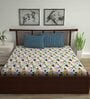 Multicolor Geometric 144 TC Cotton Queen Sized Bed Sheets with 2 Pillow Covers