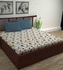 Multicolor Geometric 144 TC Cotton Queen Sized Bed Sheets with 2 Pillow Covers