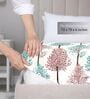 Multicolor Floral 144 TC Cotton King Fitted Bedsheet with 2 Pillow Covers