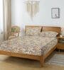 Multicolor Floral 144 TC Cotton King Fitted Bedsheet with 2 Pillow Covers