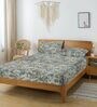Multicolor Floral 144 TC Cotton King Flat Bedsheet With 2 Pillow Covers