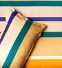 Multicolor Striped 160 TC Microfibre Queen Sized Bedsheet with 2 Pillow Covers