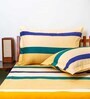 Multicolor Striped 160 TC Microfibre Queen Sized Bedsheet with 2 Pillow Covers