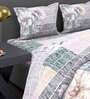 Grey Floral 192 TC Microfiber (Set of 4) Double Bed Bedding Sets