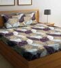 Grey Floral 210 TC Polycotton 1 Double King Size Bedsheet with 2 Pillow Covers