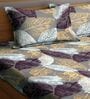 Grey Floral 210 TC Polycotton 1 Double King Size Bedsheet with 2 Pillow Covers
