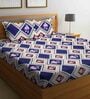 Blue Geometric 210 TC Polycotton 1 Double King Size Bedsheet with 2 Pillow Covers