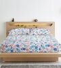 Multicolor Floral 210 TC Cotton Blend Fitted Bedsheet & 2 Pillow Covers