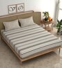 Multicolor Stripes 210 TC Microfiber King Bedsheet With 2 Pillow Covers