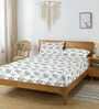 Multicolor Floral 250 TC Cotton King Fitted Bedsheet with 2 Pillow Covers
