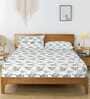 Multicolor Floral 250 TC Cotton King Fitted Bedsheet with 2 Pillow Covers