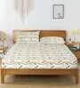 Multicolor Floral 250 TC Cotton King Fitted Bedsheet with 2 Pillow Covers