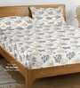 Multicolor Floral 250 TC Cotton King Fitted Bedsheet with 2 Pillow Covers