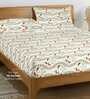 Multicolor Floral 250 TC Cotton King Fitted Bedsheet with 2 Pillow Covers