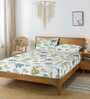 Multicolor Floral 250 TC Cotton King Fitted Bedsheet with 2 Pillow Covers
