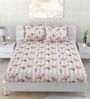 Ziva Floral 260 Tc Polycotton Double Fitted Bedsheet With 2 Pillow Covers