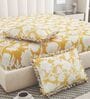 Saffron Floral 260 Tc Polycotton King Fitted Bedsheet With 2 Pillow Covers