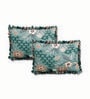Green Floral 260 Tc Polycotton King Fitted Bedsheet With 2 Pillow Covers