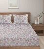 Multicolor Floral 280 TC Cotton Blend King Sized Fitted Bed Sheets with 2 Pillow Covers
