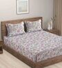 Multicolor Floral 280 TC Cotton Blend King Sized Fitted Bed Sheets with 2 Pillow Covers