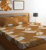Rust Floral 280 TC Cotton Blend Queen Sized Fitted Bed Sheets with 2 Pillow Covers