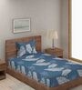 Blue Floral 280 TC Cotton Blend Single Bed Sized Bed Sheets With 1 Pillow Cover